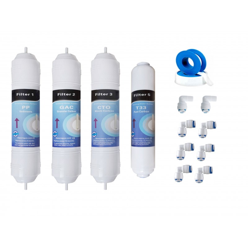 Depuragua - Juego 4 filtros Osmosis inversa compacta
