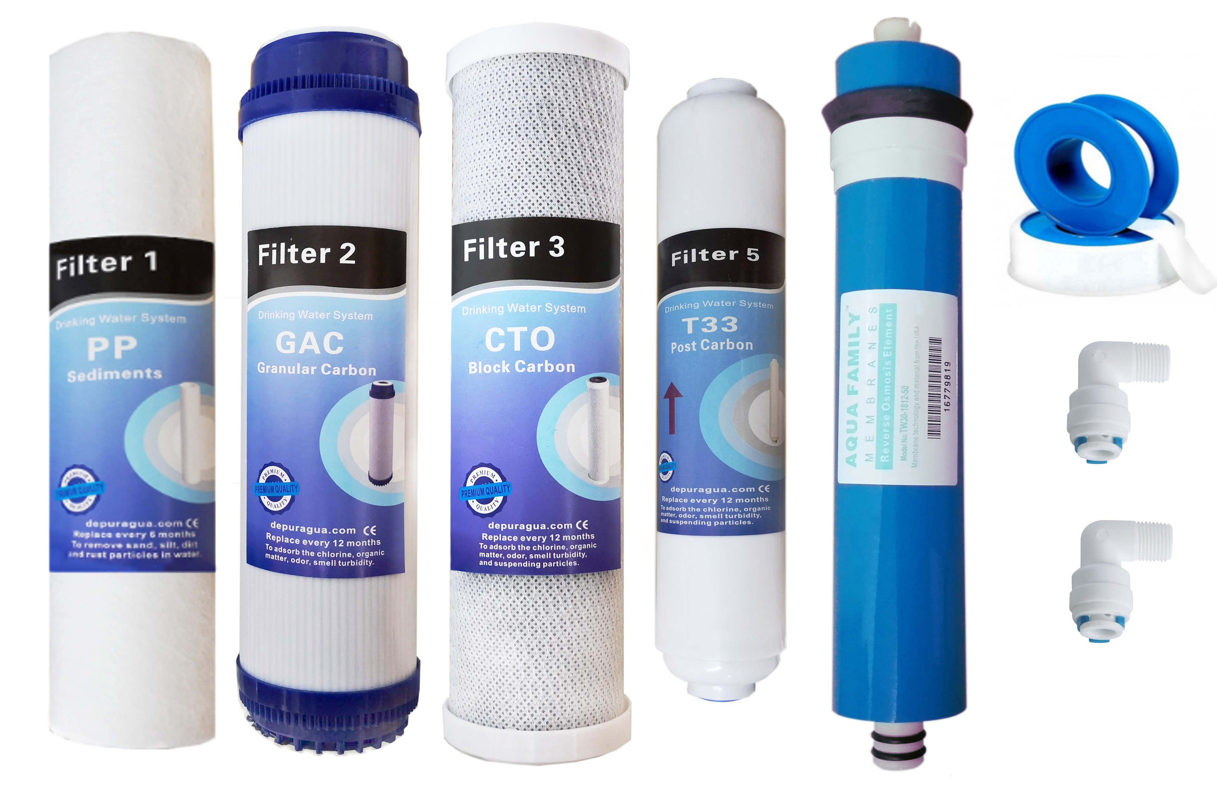 Max Water Membrane d'osmose inverse - Filtre à eau de rechange RO Membrane  50 GPD compatible avec le système de purificateur d'eau potable à osmose